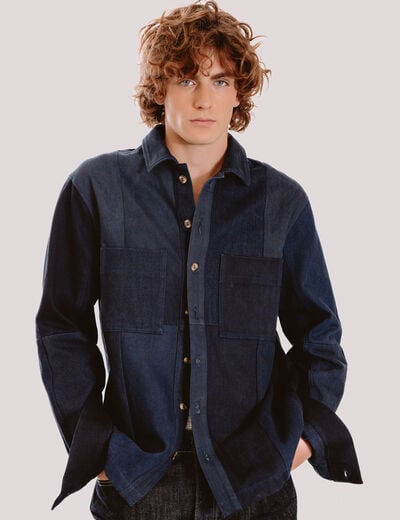 Surchemise droite manches longues denim brut homme