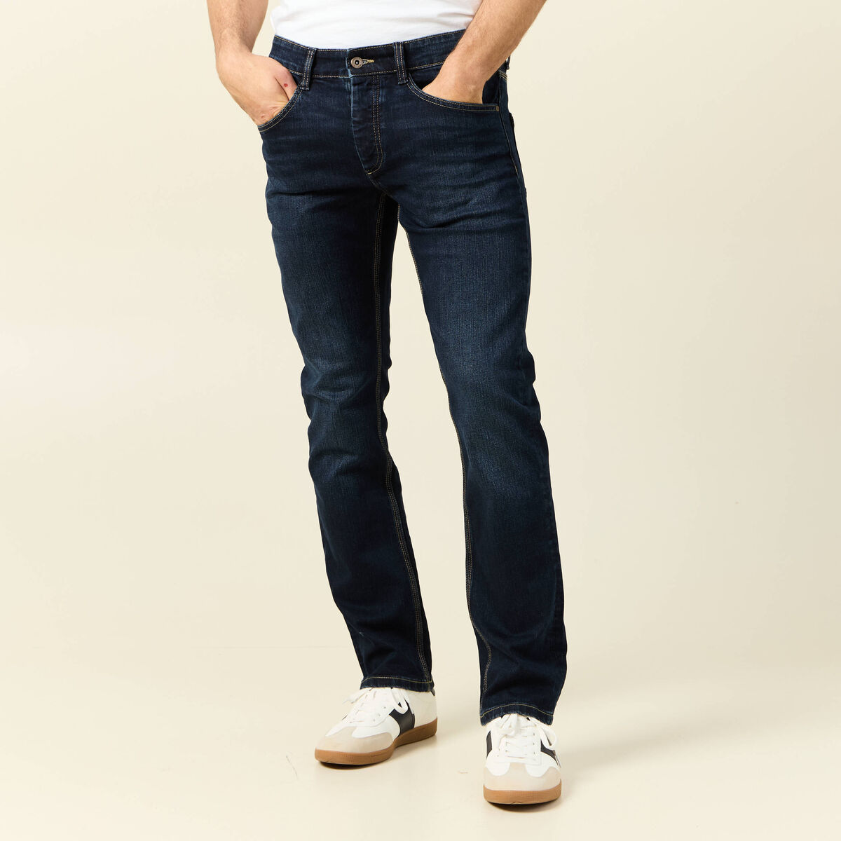 Jeans straight longueur 32 denim brut homme