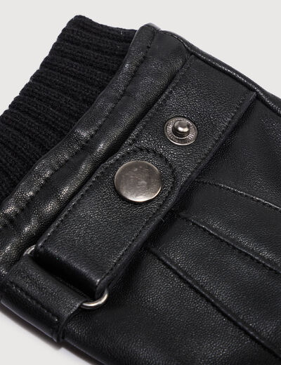 Gants en cuir avec doublure noir homme