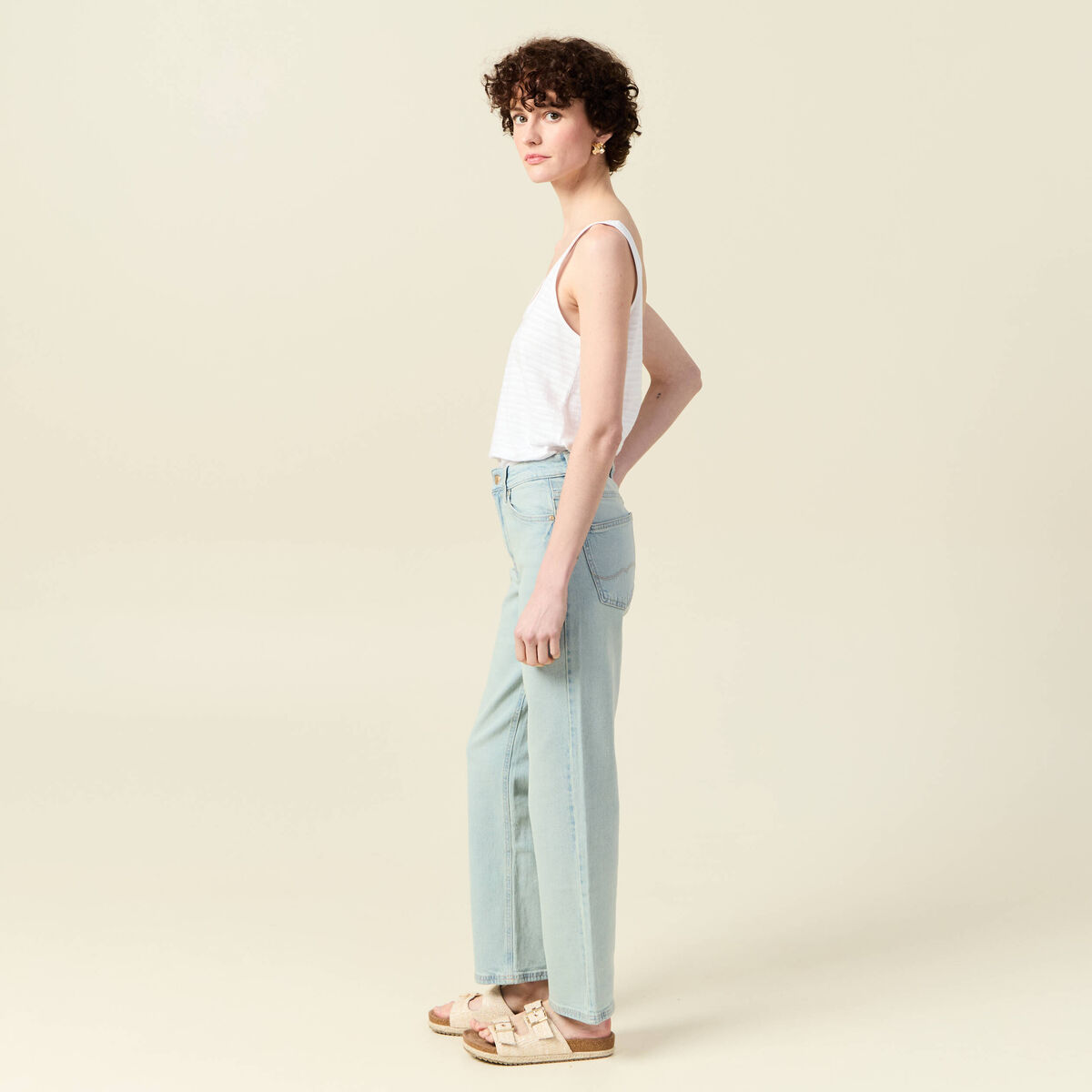 Jeans droit 7/8ème denim baby bleu femme