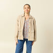 Blouson boutonn&eacute; brod&eacute; beige femme