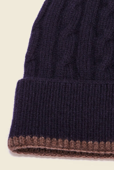 Bonnet torsades bleu marine homme