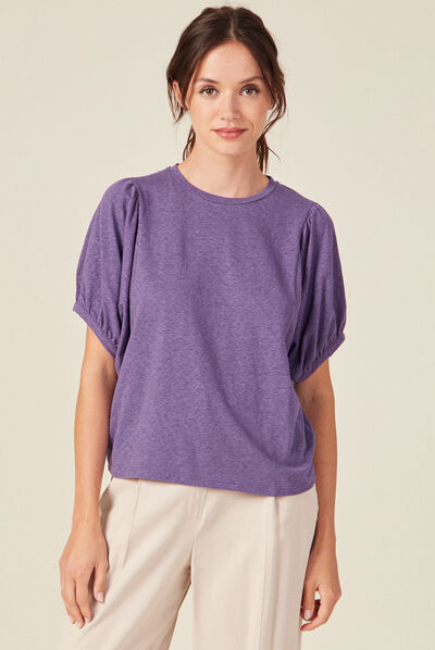 T-shirt manches courtes violet foncé femme