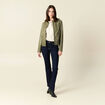 Blouson simili cuir vert kaki femme