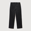 Jeans straight 7/8&egrave;me taille haute denim noir femme