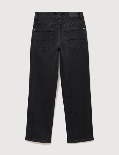 Jeans straight 7/8&egrave;me taille haute denim noir femme