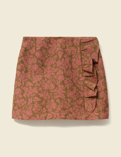 Mini-jupe droite et courte vert kaki femme