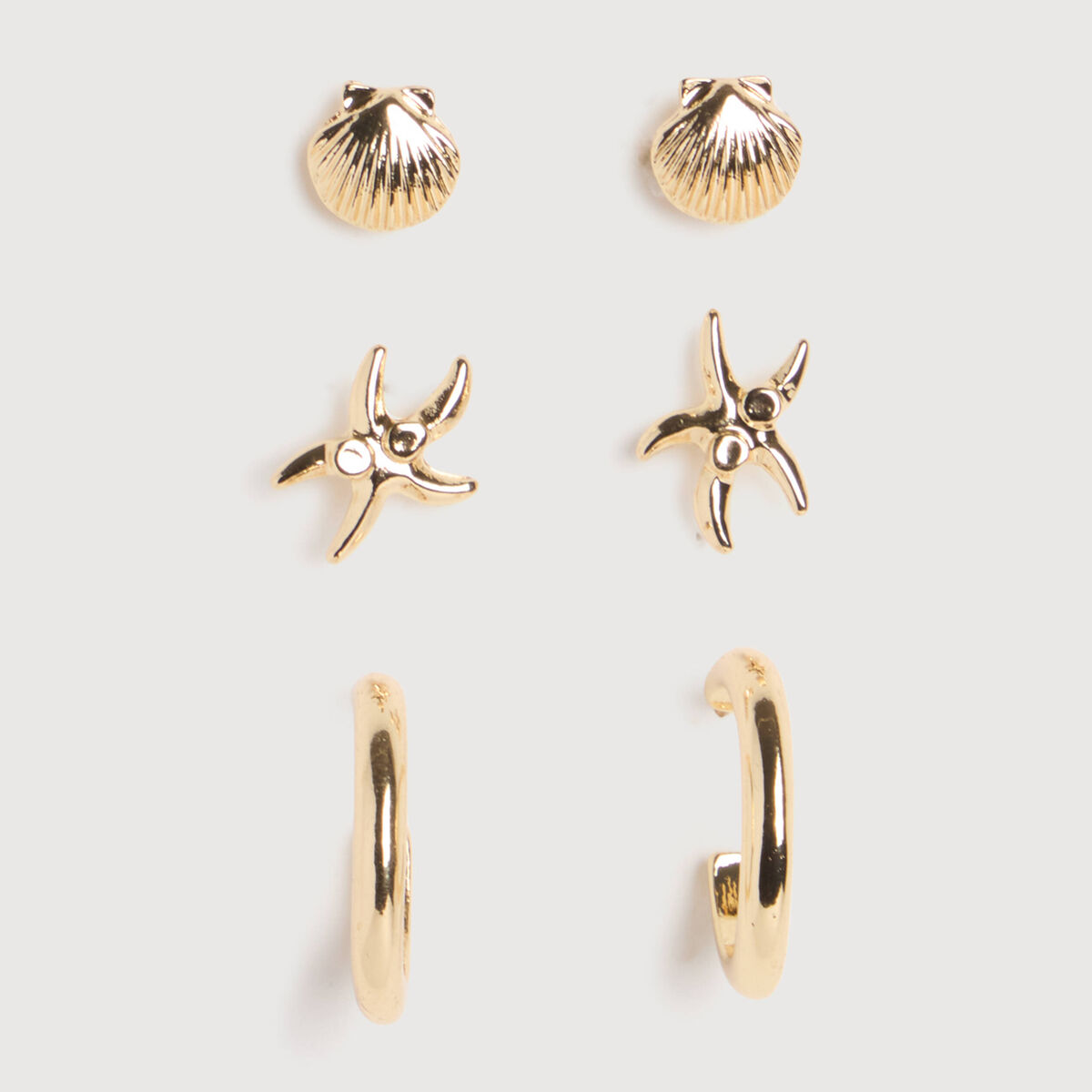Lot de 3 paires boucles d'oreilles couleur or femme