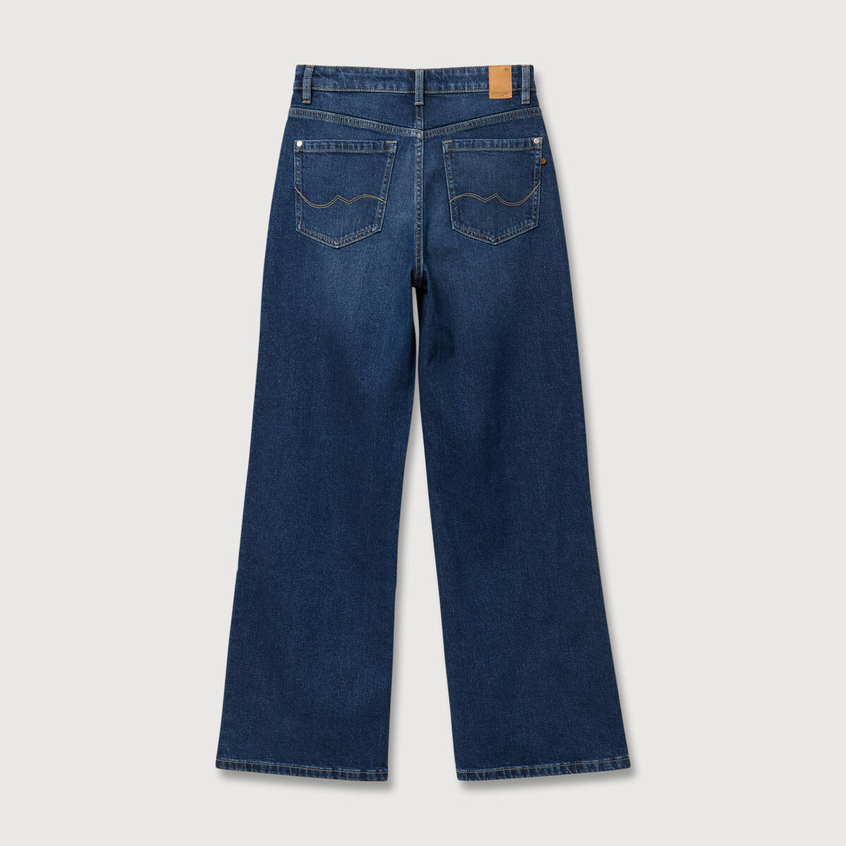Jeans large taille haute denim brut femme