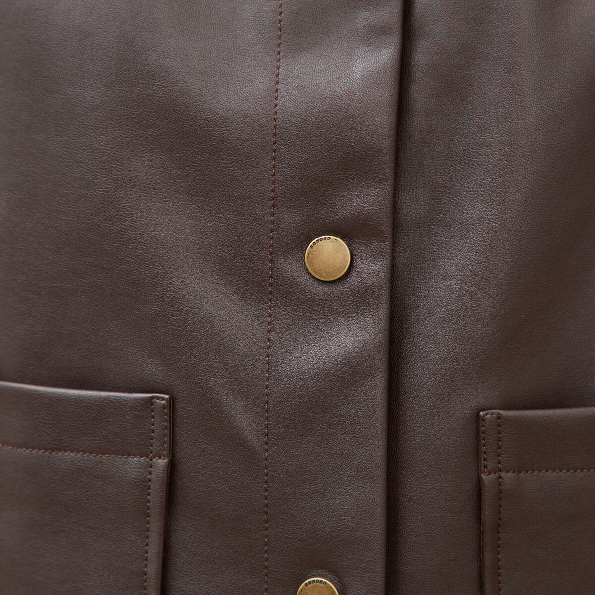 Blouson col sherpa manches longues marron fonc&eacute; femme