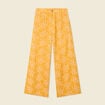 Pantalon large brodé jaune femme