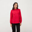 Chemise en coton manches longues rouge fonc&eacute; femme