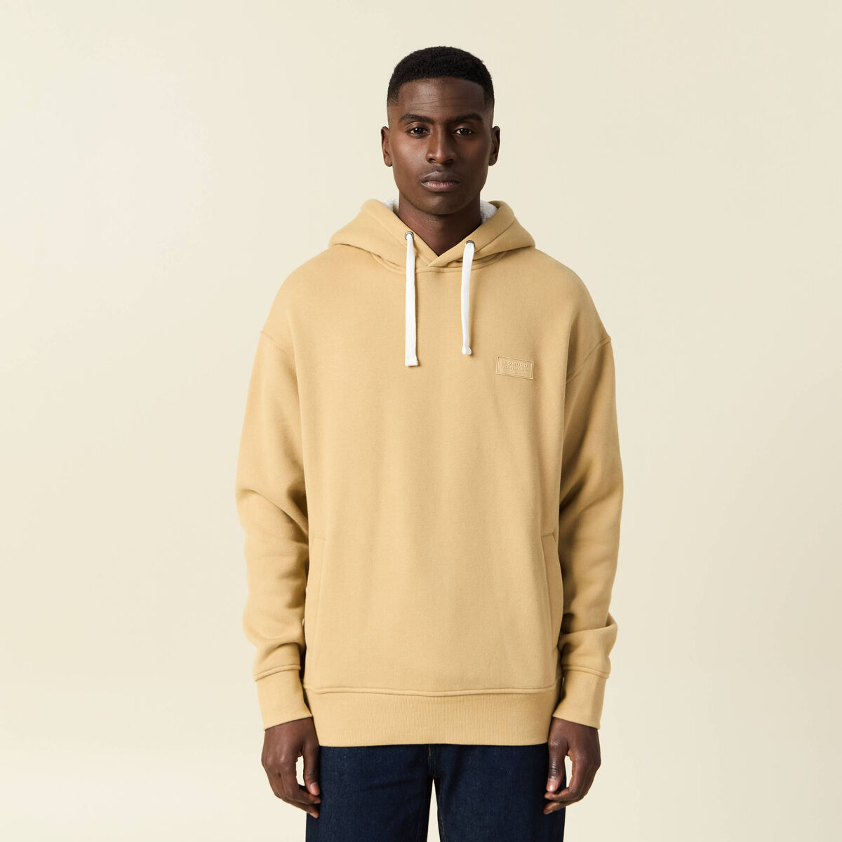 Sweat à capuche doublée beige homme