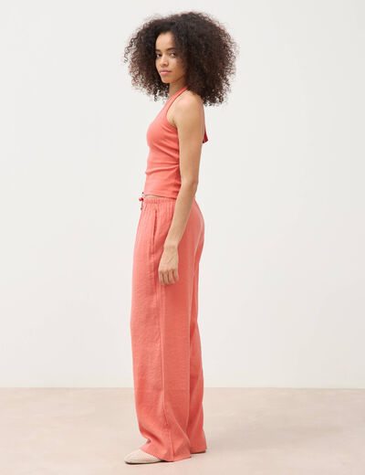 D&eacute;bardeur cropped d&eacute;collet&eacute; doubl&eacute; rouge fonc&eacute; femme