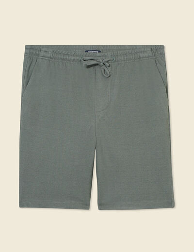 Short droit avec cordon vert kaki homme