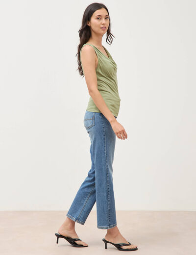 D&eacute;bardeur ajust&eacute; col b&eacute;nitier vert kaki femme