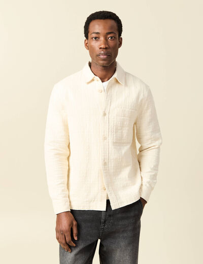 Surchemise droite longue col am&eacute;ricain ecru homme