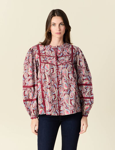 Blouse manches longues bordeaux femme