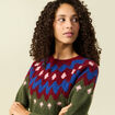 Pull col rond manches longues vert kaki femme