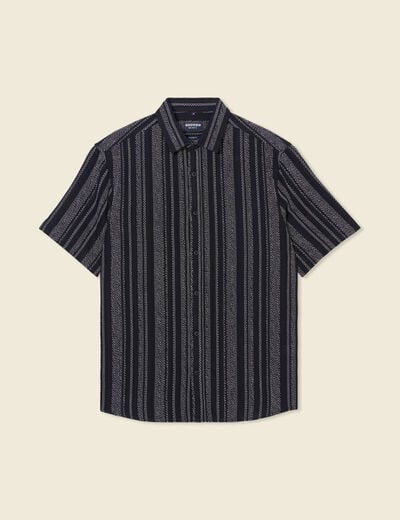 Chemise ray&eacute;e manches courtes noir homme