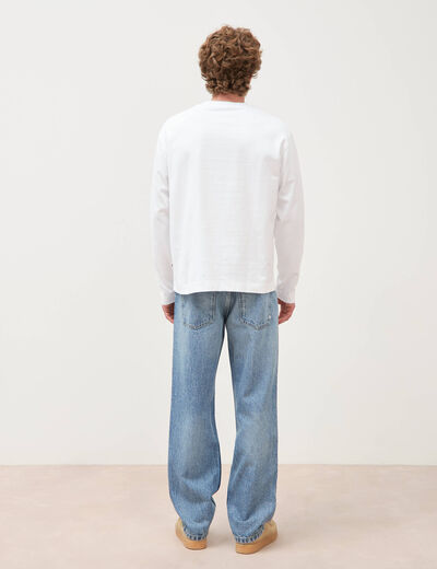T-shirt en coton manches longues blanc homme