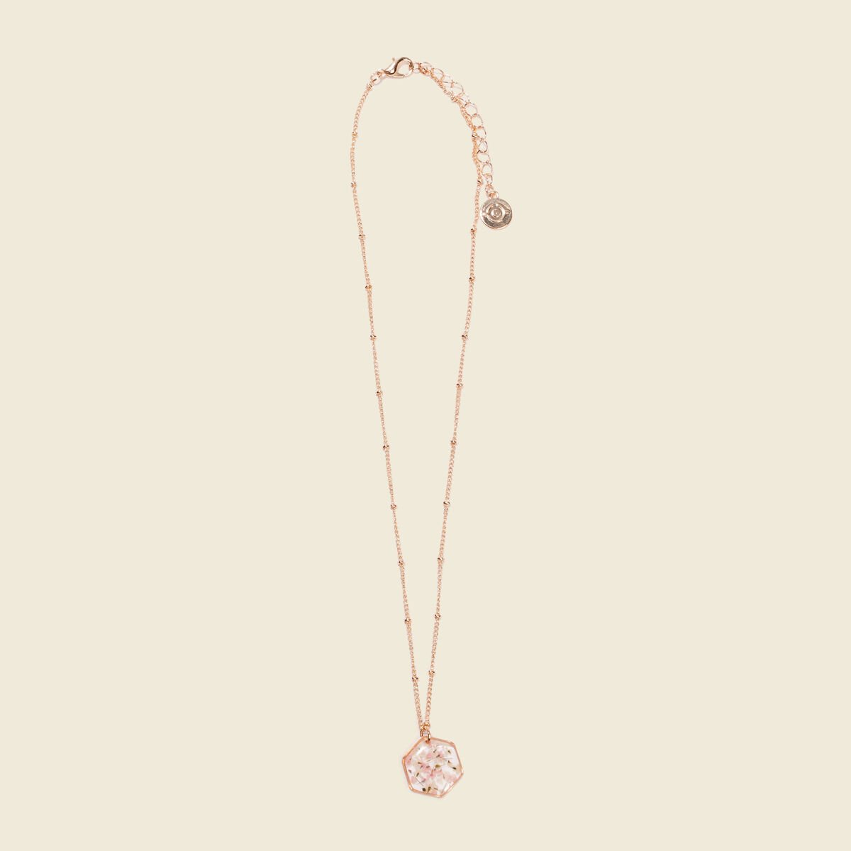 Collier pendentif en résine rose pastel femme