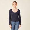 T-shirt à manches longues bleu marine femme