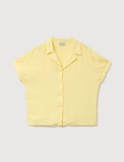 Chemise manches courtes jaune pastel femme