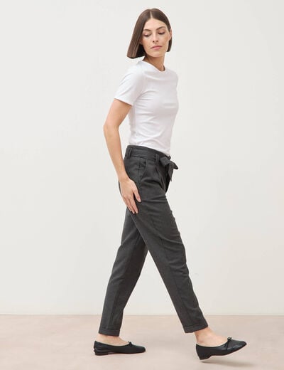 Pantalon paperbag gris femme