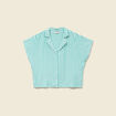 Chemise manches 3/4 vert turquoise femme