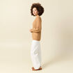 Pull manches longues col rond camel femme