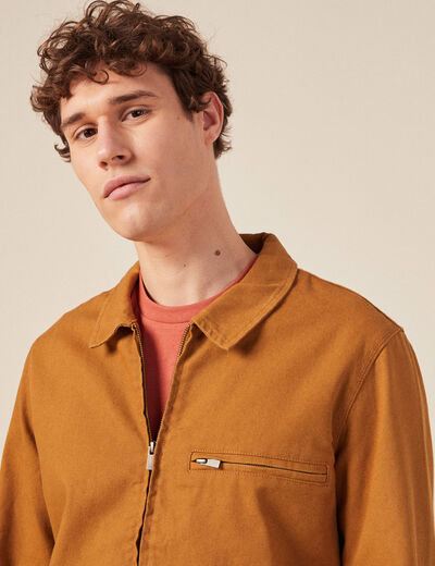Blouson zippé droit camel homme