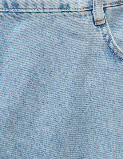Jeans wide leg cropped taille bascul&eacute;e bleu ciel femme