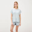 T-shirt col rond manches courtes bleu clair femme