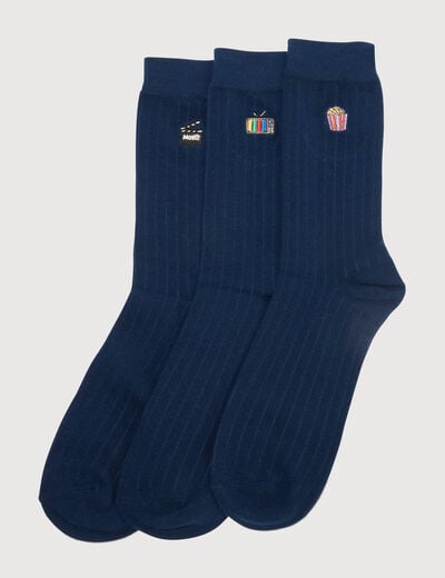 Lot de 3 paires de chaussettes hautes bleu marine homme