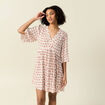 Robe évasée manches 3/4 ivoire femme