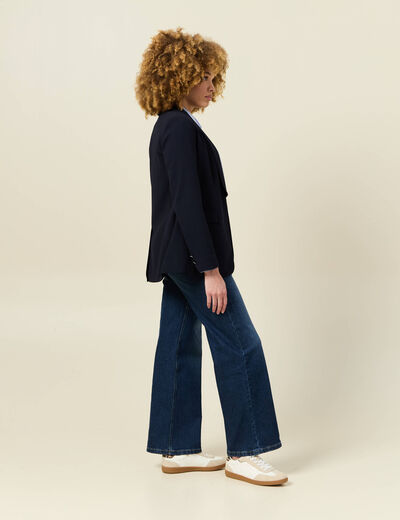 Veste blazer col châle bleu marine femme