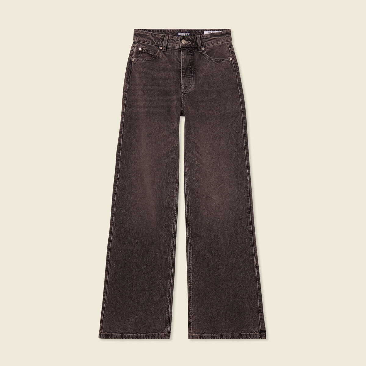 Jeans large taille haute denim snow gris femme