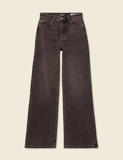 Jeans large taille haute denim snow gris femme