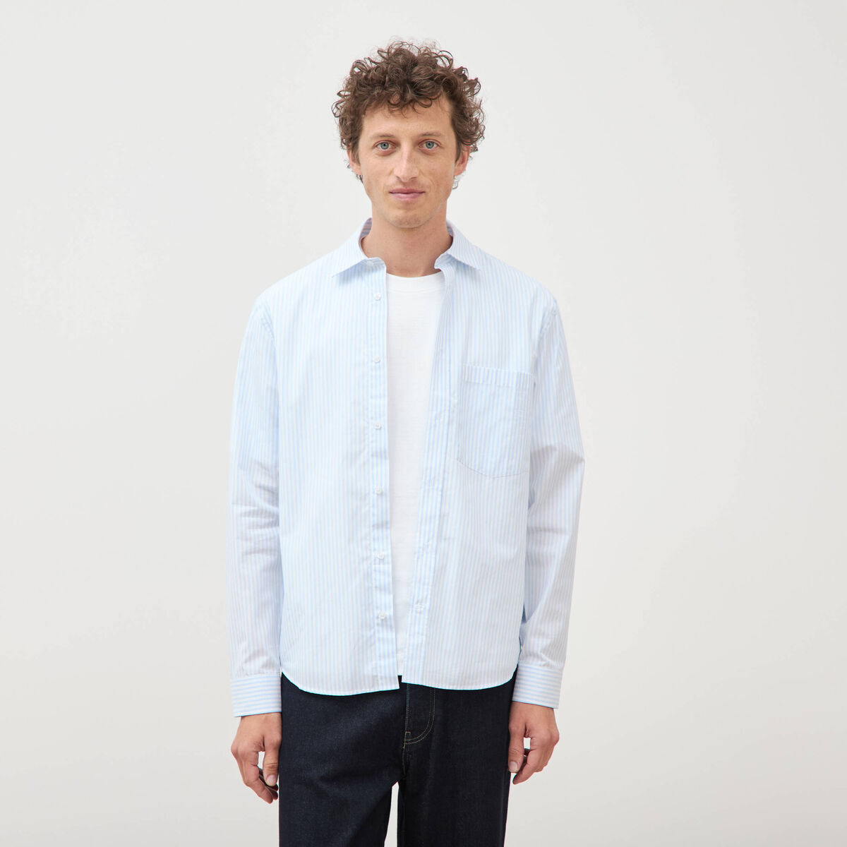 Chemise boyfriend en coton ecru homme