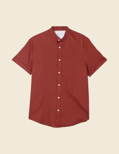 Chemise manches courtes marron cognac homme