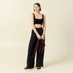 Pantalon large taille haute fluide noir femme