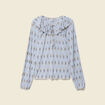Blouse col rond manches longues bleu ciel femme