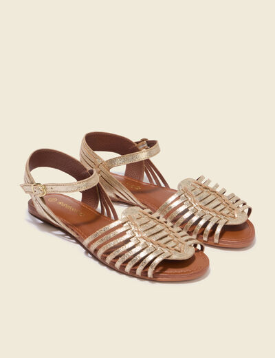 Sandales en cuir couleur or femme