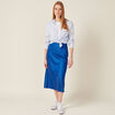 Jupe midi droite satin bleu electrique femme