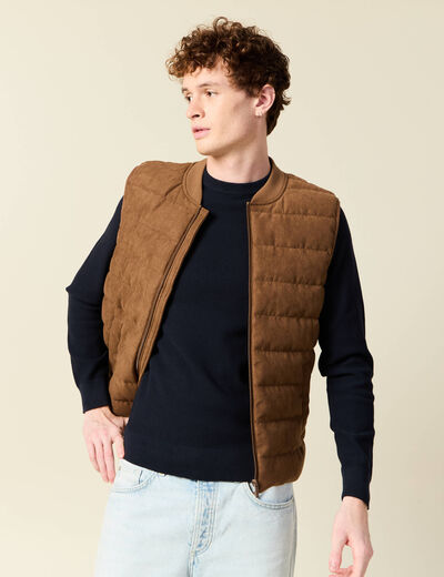 Doudoune sans manches doublée marron homme