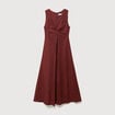 Robe sans manches col v marron cognac femme