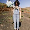 Salopette en jean denim stone femme
