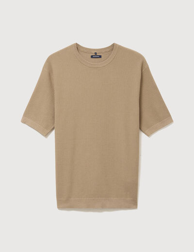 T-shirt en coton manches courtes beige homme