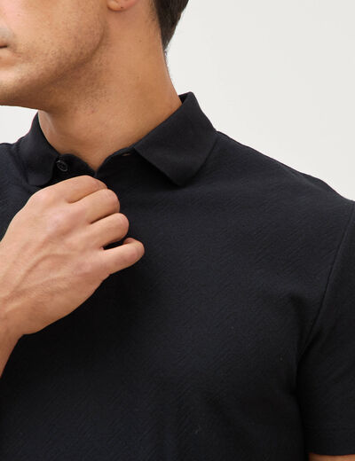 Polo droit en coton manches courtes noir homme